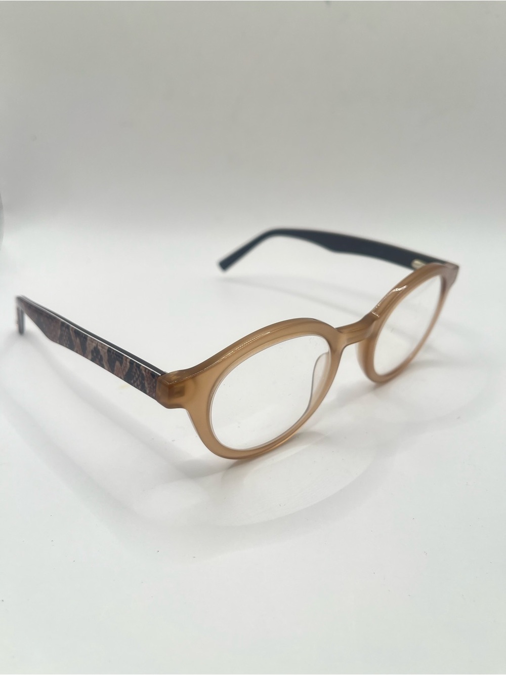 Sean John Women’s 48-23-145 Round Frame Glasses in Snakeskin Print Light Brown